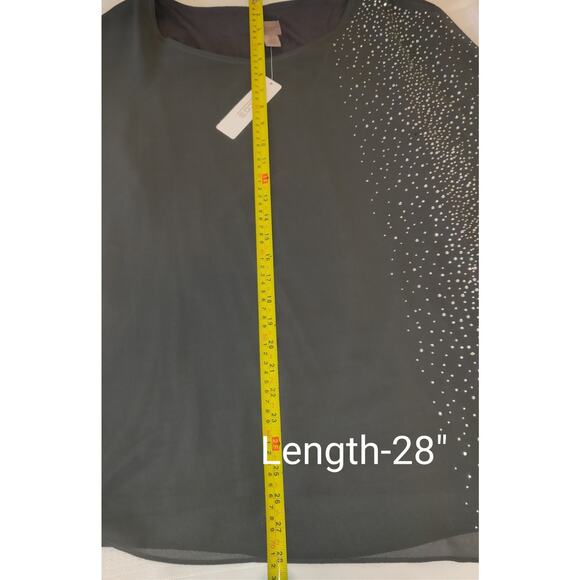 Easywear Chicos Embellished Top Sz 3-14 /16 Assymetrical Gray Bling Batwing NWT - Picture 14 of 16
